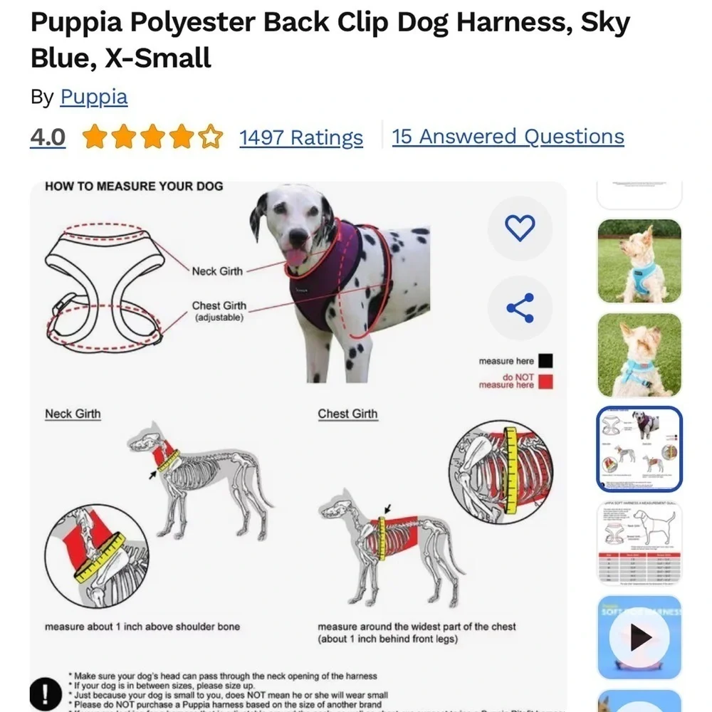 Puppia harness size